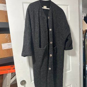 WN Womens Button Up Cardigan Sweater Wool Vintage Pocket Gray Size XL